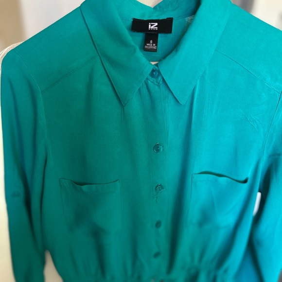 IZ Teal Button-Up Dress - Picture 3 of 4